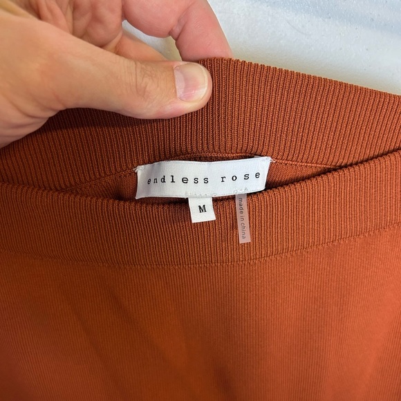 Endless Rose Midi Skirt Slip Hem Size M Bodycon pull on Stretch Fall Old Money - Picture 8 of 10